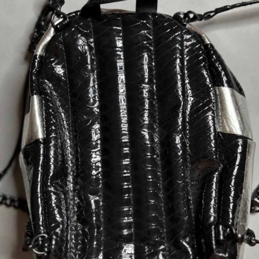 Victoria's Secret Lue Python Stripe Mini City Backpack Black/Pewter NWOT - Picture 2 of 6